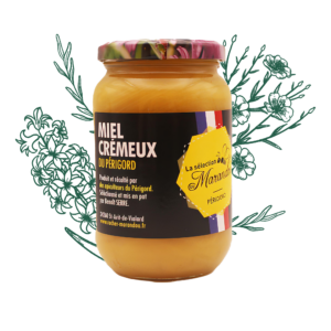 Pot de miel crémeux 500 g du Rucher du Marandou, miel artisanal du Périgord.