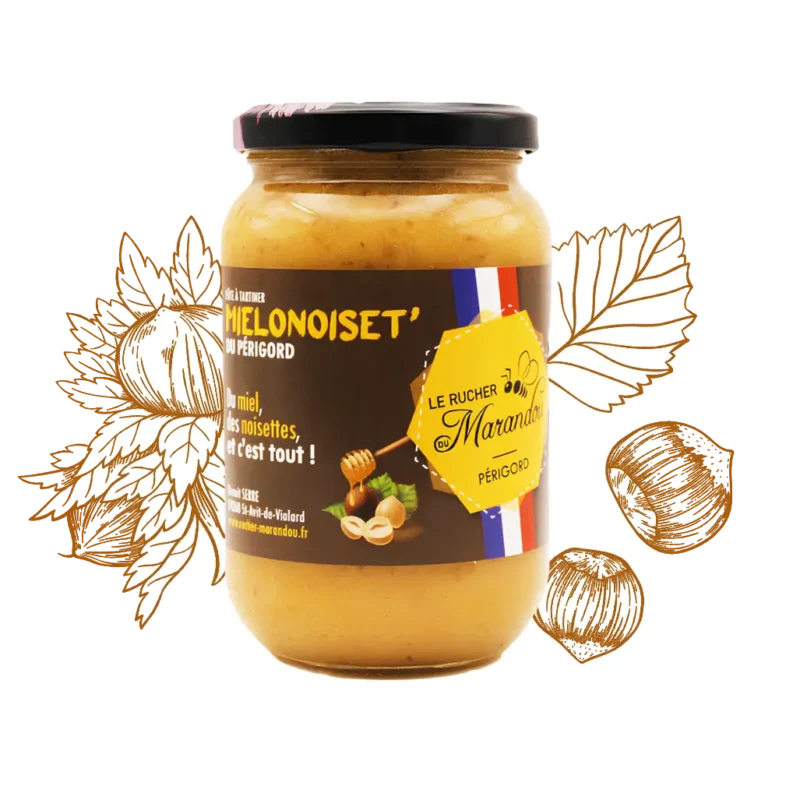 Miel aux noisettes Mielonoiset 500 g – Apiculteur producteur du Périgord – Rucher du Marandou