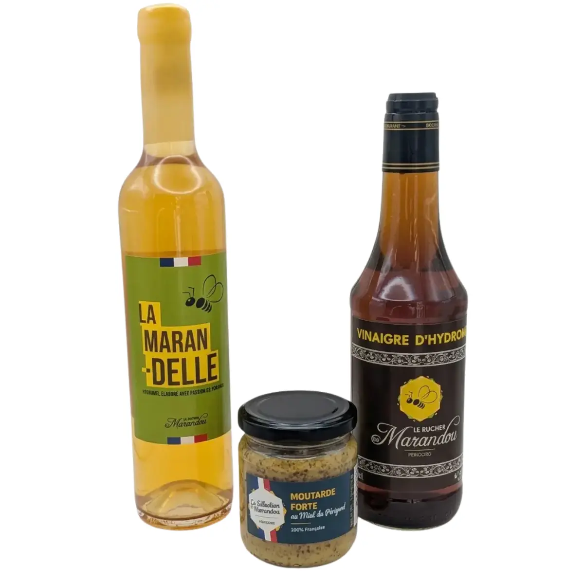 Moutarde forte au miel du Périgord avec vinaigre d’hydromel et hydromel artisanal du Rucher du Marandou