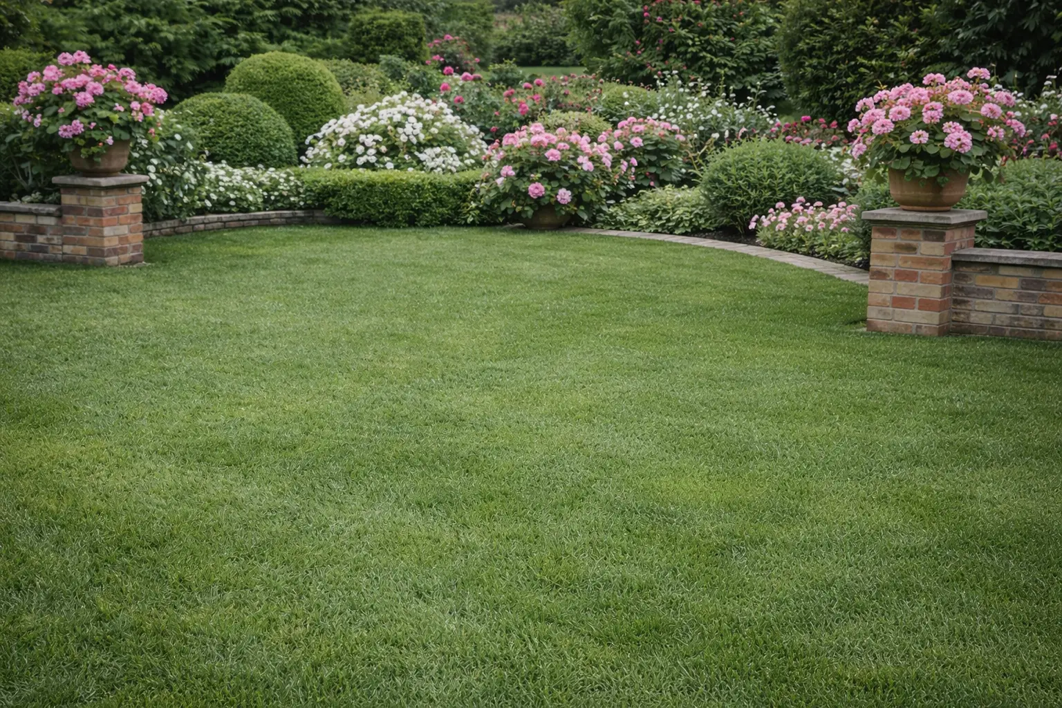 Jardin ornemental parfaitement entretenu sans plantes mellifères